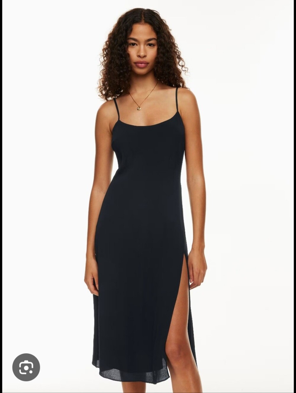 Aritzia Affogato Black Slip Dress with Side Slit